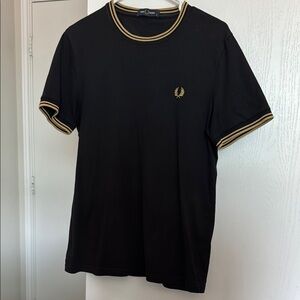 Fred Perry Black T-Shirt with Gold Accents